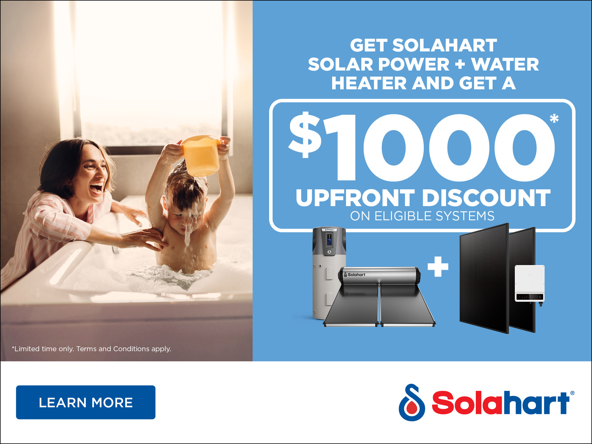 SOLAHART $1000 DISCOUNT ON SOLAR POWER AND WATER HEATER AUGUST 2026